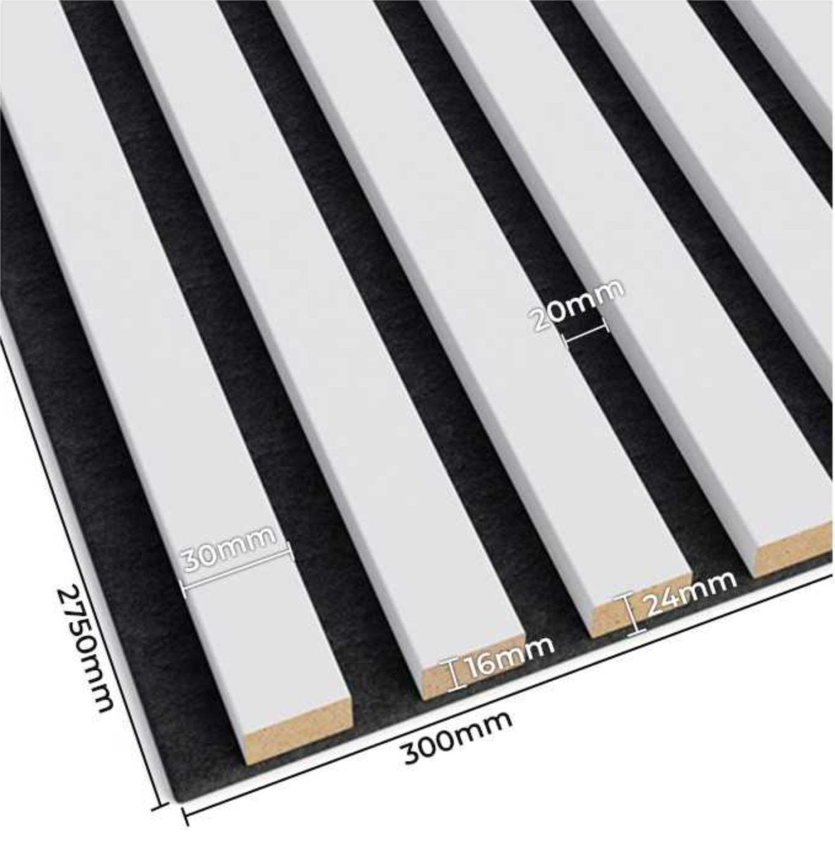 Acoustic Slats Panel - White Matt - Acoustic slats panel - DecorMania.eu